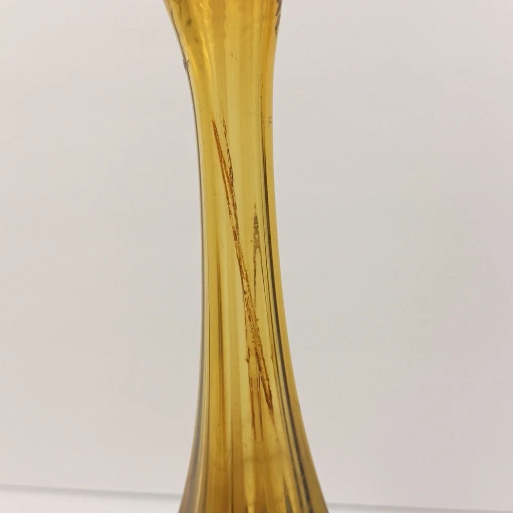 Vintage Amber Swung Glass Bud Vase 12